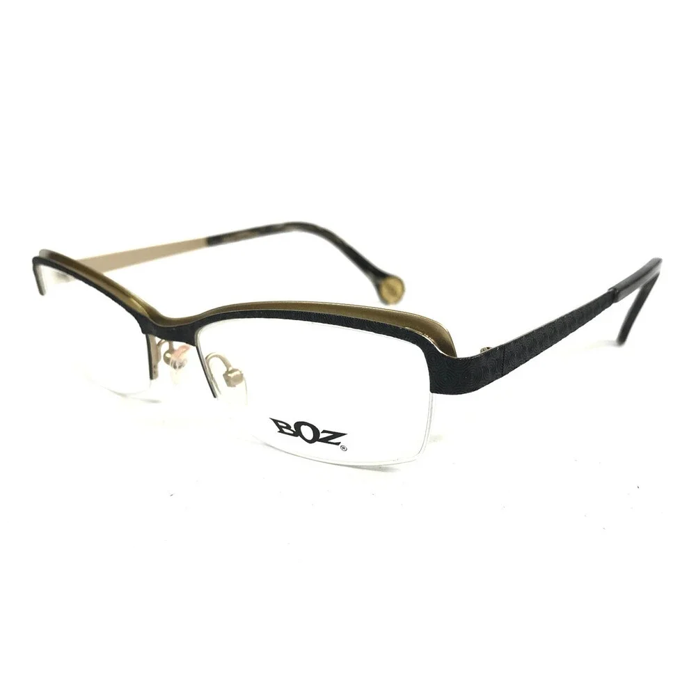 BOZ Eyeglasses Frames VIOLET 0050 Black Gilded Gold Cat Eye 53-17-140